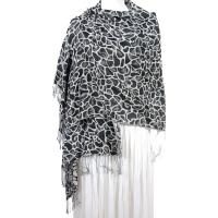Pashmina Style Shawls - Woven Prints - Cheetah - Black-White