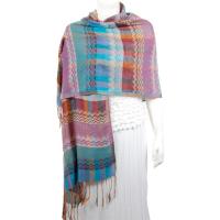 Pashmina Style Shawls - Woven Prints - Zig Zag Stripe - Blue