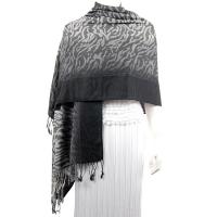 Pashmina Style Shawls - Woven Prints - Zebra Print - Black
