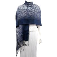 Pashmina Style Shawls - Woven Prints - Zebra Print - Navy