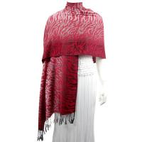 Pashmina Style Shawls - Woven Prints - Zebra Print - Burgundy