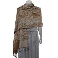 Pashmina Style Shawls - Woven Prints - Flowers and Grapes - Champagne