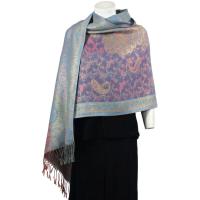 Pashmina Style Shawls - Woven Prints - Metallic Accent - Paisley - Fuchsia