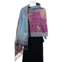 Pashmina Style Shawls - Woven Prints - Metallic Accent - Paisley - Purple