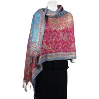 Pashmina Style Shawls - Woven Prints - Metallic Accent - Paisley - Red
