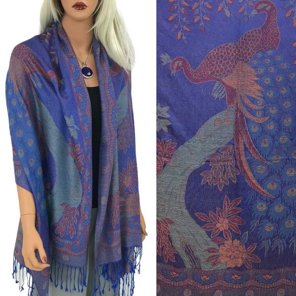 Wholesale 773 - Pashmina Style Shawls Peacock #17 Royal Blue Multi<br>
Pashmina Style Shawl - 