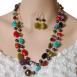Multi Colored Semi Precious Stone Necklace - Green Earrings