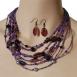 Multi Seed Beaded Necklace Sets - Purple