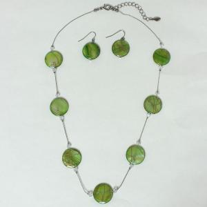 794 Fashion Necklace & Earring Sets Iridescent Circles - Light Green - 