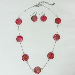 794 Fashion Necklace & Earring Sets Iridescent Circles - Pink - 