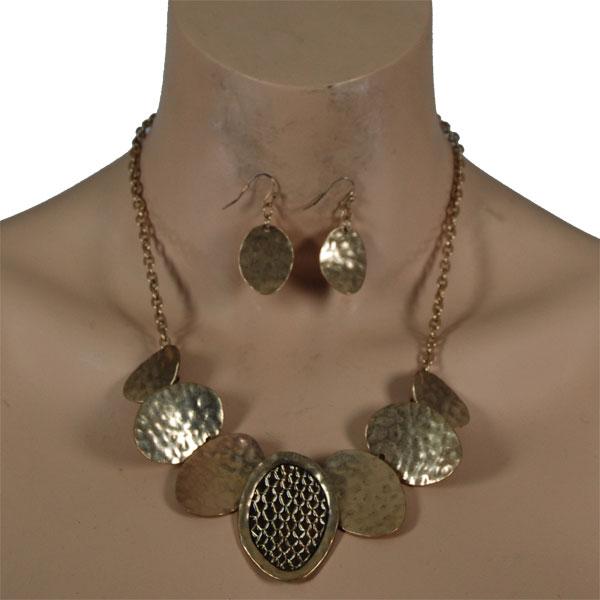Wholesale 794 Fashion Necklace & Earring Sets Honeycomb - Gold - 