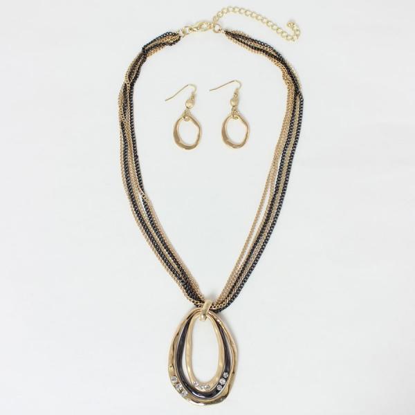 Wholesale 794 Fashion Necklace & Earring Sets Antique Two-Tone - Gold-Black - 