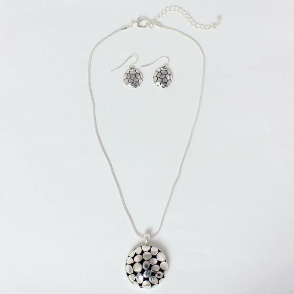 Wholesale 794 Fashion Necklace & Earring Sets Circle Design - Black-Silver - 