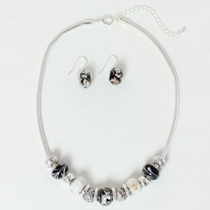 794 Fashion Necklace & Earring Sets Charms - Black-White - 