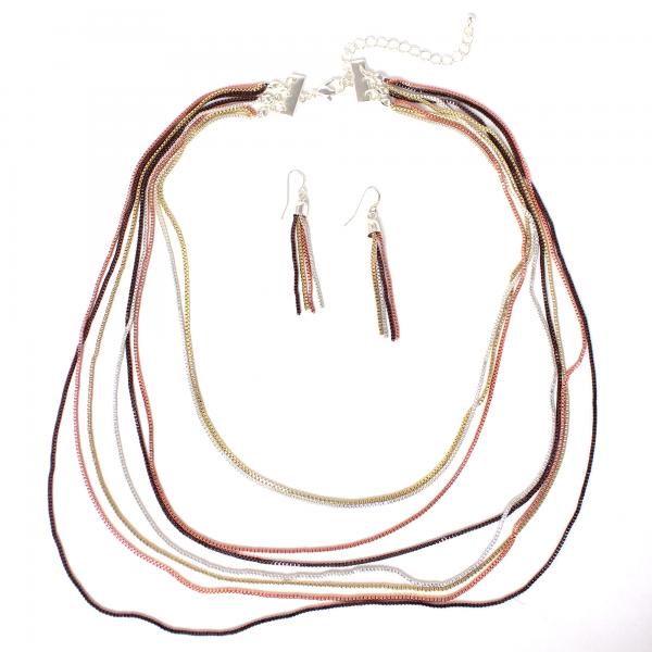 Wholesale 794 Fashion Necklace & Earring Sets 1055 - Tri-Color - 
