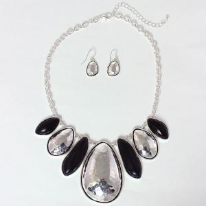 794 Fashion Necklace & Earring Sets 1065 - Black-Silver - 
