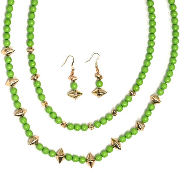 Wholesale 794 Fashion Necklace & Earring Sets 4173 - Green  - 
