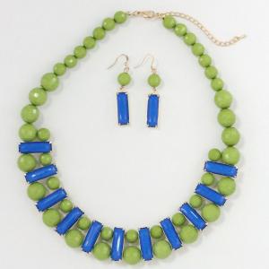 794 Fashion Necklace & Earring Sets 4417 - Green  - 