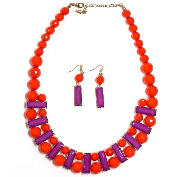 Wholesale 794 Fashion Necklace & Earring Sets 4417 - Orange  - 