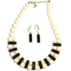 794 Fashion Necklace & Earring Sets 4417 - White  - 