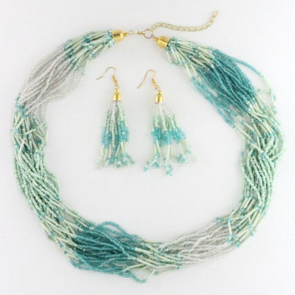 Wholesale 794 Fashion Necklace & Earring Sets 4620 - Seafoam  - 