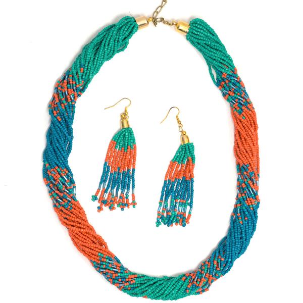 Wholesale 794 Fashion Necklace & Earring Sets 4620 - Blue-Orange  - 