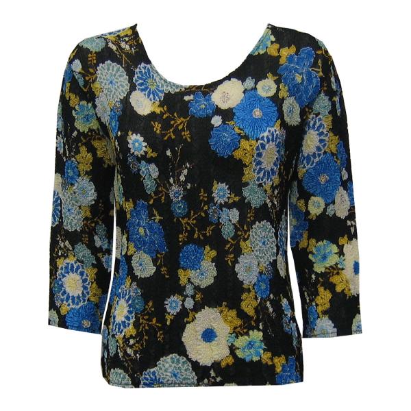 Wholesale 822 - Magic Crush Georgette 3/4 Sleeve Tops Mums Blue-Black - One Size Fits Most