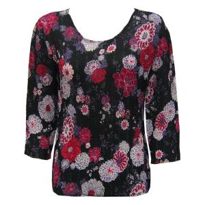 Wholesale 822 - Magic Crush Georgette 3/4 Sleeve Tops Mums Pink-Black - One Size Fits Most