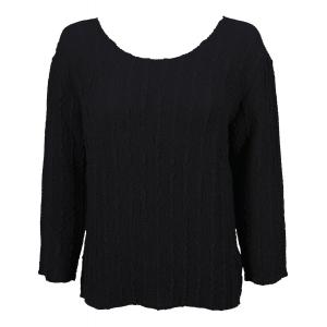 Wholesale 822 - Magic Crush Georgette 3/4 Sleeve Tops Solid Black - One Size Fits Most
