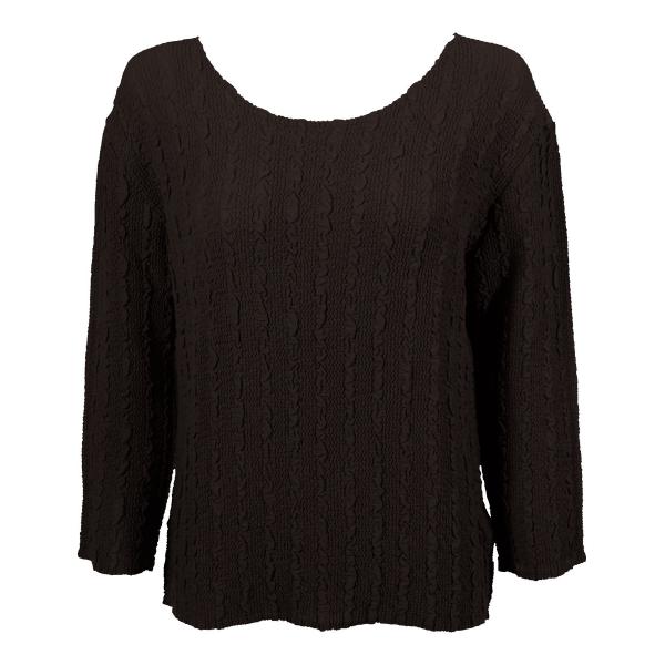 Wholesale 822 - Magic Crush Georgette 3/4 Sleeve Tops Solid Dark Brown - One Size Fits Most