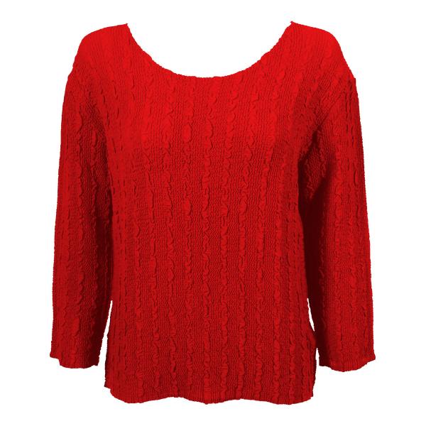 Wholesale 822 - Magic Crush Georgette 3/4 Sleeve Tops Solid Red - One Size Fits Most