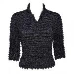 Camisa de lujo de tres cuartos de manga de tres botones - Black