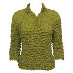 Camisa de lujo de tres cuartos de manga de tres botones - Leaf Green