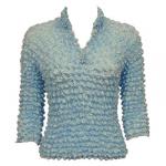 Camisa de lujo de tres cuartos de manga de tres botones - Sky Blue