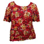 Silky Touch Popcorn - Queen Short Sleeve - Red-Black-Yellow Flowers
