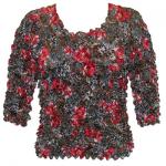 Queen - Ultra Light - Three Quarter Sleeve - Floral Lace Black-Red