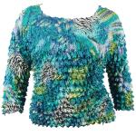 Silky Touch Popcorn - Queen Three Quarter Sleeve  - Abstract Zebra Blue-Green