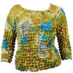 Silky Touch Popcorn - Queen Three Quarter Sleeve  - Abstract Zebra Gold-Blue