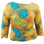 Silky Touch Popcorn - Queen Three Quarter Sleeve  - Leaves Turquoise-Green-Copper