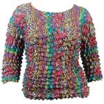 Silky Touch Popcorn - Queen Three Quarter Sleeve  - Multi Dots - Jewel Tones