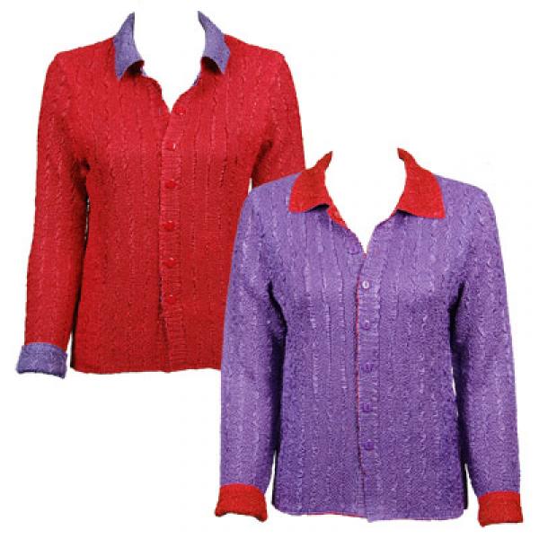 Wholesale 9989 - Reversible Magic Crush Jackets Solid Purple reverses to Solid Red - M-L