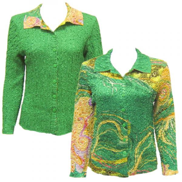 Wholesale 9989 - Reversible Magic Crush Jackets Swirl Green-Gold reverses to Solid Green - S-M