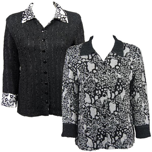 wholesale 9989 - Reversible Magic Crush Jackets Abstract Print Black-White reverses to Solid Black -    L-XL