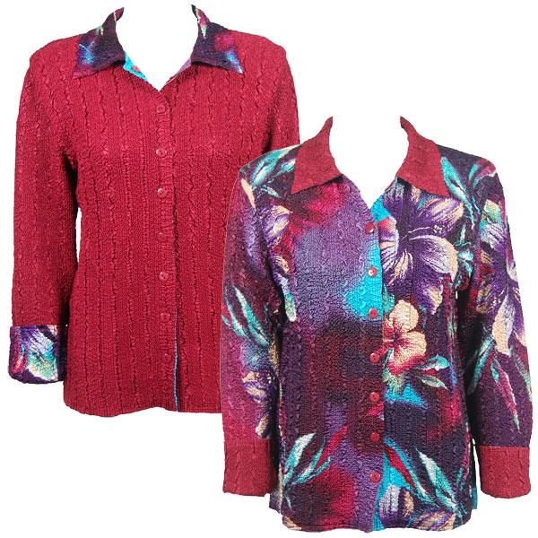 Wholesale 9989 - Reversible Magic Crush Jackets Red-Blue Flower reverses to Solid Crimson -      S-M