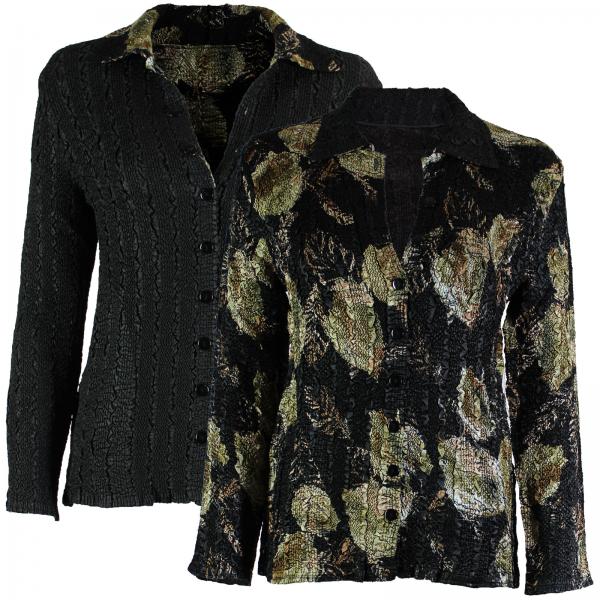 Wholesale 9989 - Reversible Magic Crush Jackets Black with Gold Leaves reverses to Solid Black #1048 -      S-M