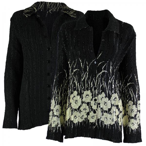 Wholesale 9989 - Reversible Magic Crush Jackets Ivory Poppies on Black reverses to Solid Black  - S-M