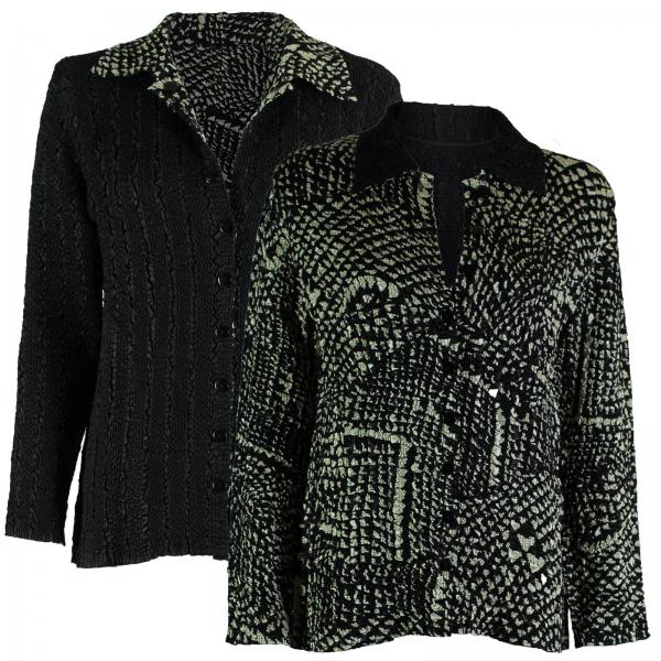 Wholesale 9989 - Reversible Magic Crush Jackets #14008 Black and Ivory Print - 1X-2X