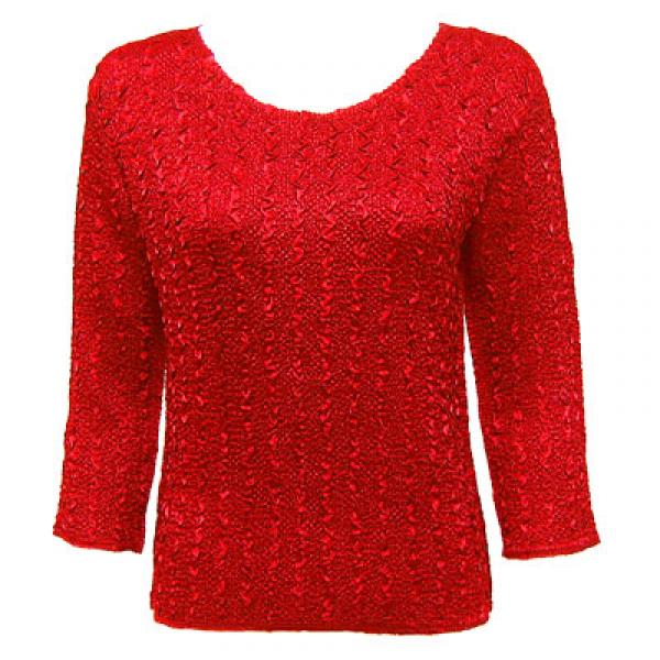 Wholesale 837 - Ultra Light Crush Three Quarter Sleeve Tops Solid Red - Woman Size Fits (M-1X)
