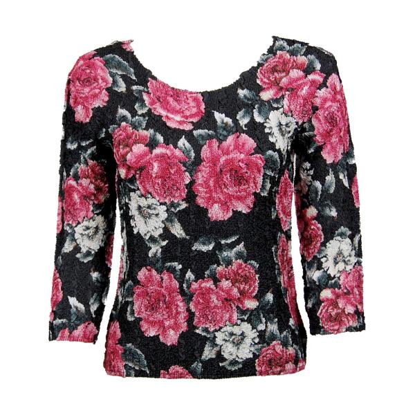 Wholesale 837 - Ultra Light Crush Three Quarter Sleeve Tops Pink Floral  - One Size Fits Most
