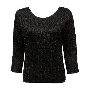 Wholesale 837 - Ultra Light Crush Three Quarter Sleeve Tops Solid Black - One Size Fits Most